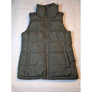 Old Navy Frost Free Fleece Lined Full Zip Quilted Puffer Vest Green Sz XS C10
